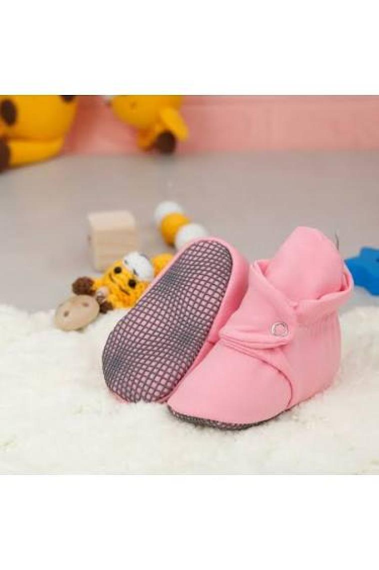 Ella Bonna Organik Pamuk Bebek Pandufu, Kaydırmaz Taban, Yenidoğan Patiği, Ev Kreş Ayakkabısı, Pembe