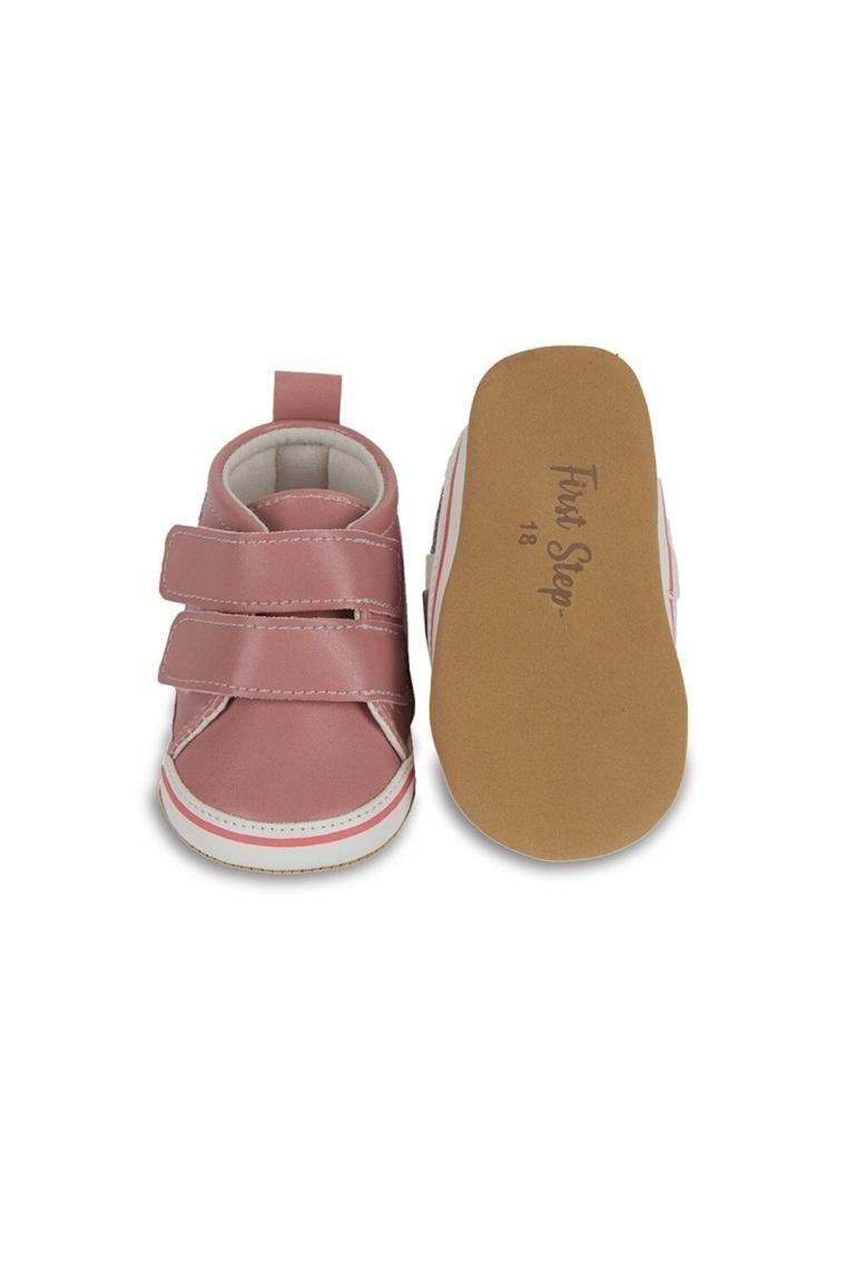 First Step Pembe Simli Yıldızlı Kız Bebek Cırt Cırtlı Patik AYAKKABI-G-2356