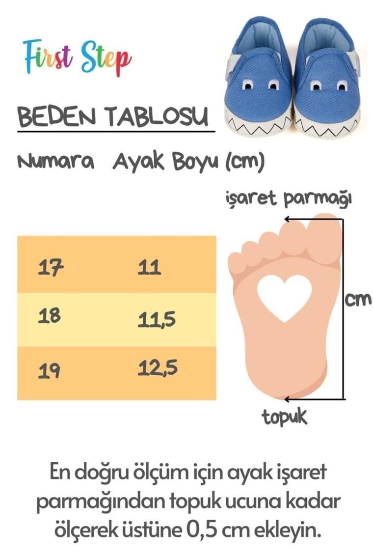 First Step Dinozor Erkek Bebek Cırt Cırtlı Patik Ayakkabı