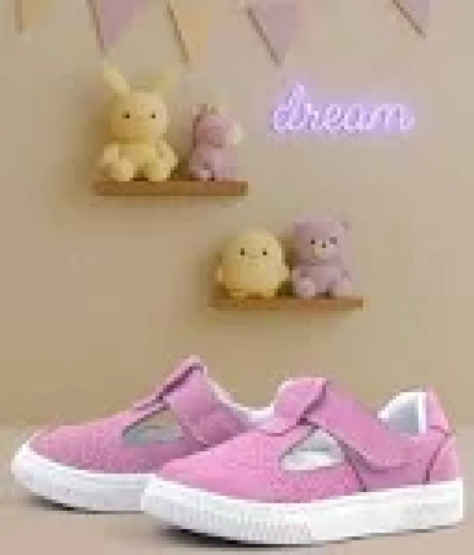 Rakerplus Bheem Hakiki Deri Pembe Cırtlı Bebek Sneaker Sandalet
