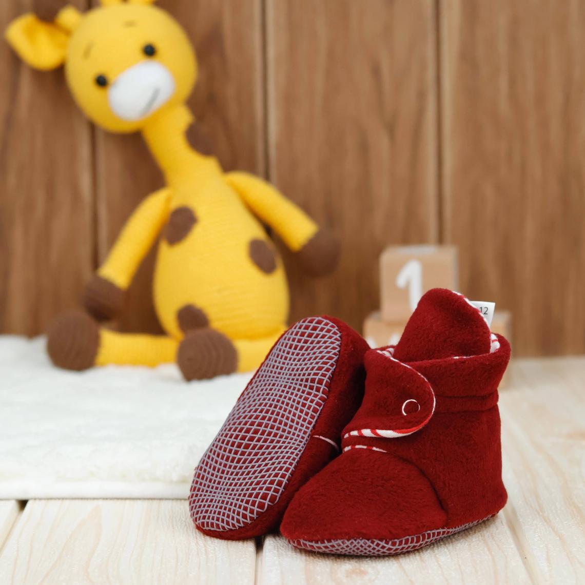 Ella Bonna Polar Bebek Pandufu, Kaydırmaz Taban, Organik Pamuk Astarlı, İlk Adım Ev Patiği, Bordo