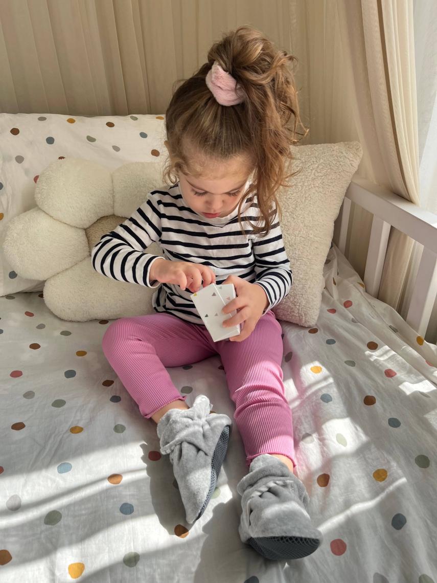 Ella Bonna Polar Bebek Pandufu, Kaydırmaz Taban, Organik Pamuk Astarlı, İlk Adım Ev Patiği, Gri