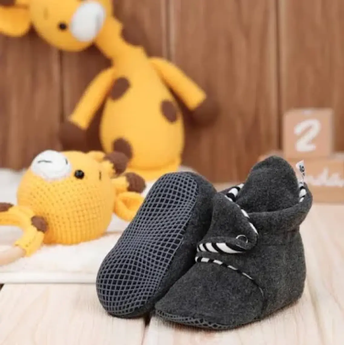 Ella Bonna Polar Bebek Pandufu, Kaydırmaz Taban, Organik Pamuk Astarlı, İlk Adım Ev Patiği, Bej