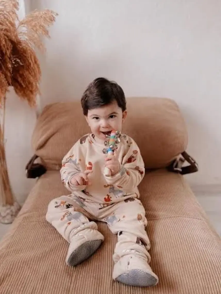 Ella Bonna Polar Bebek Pandufu, Kaydırmaz Taban, Organik Pamuk Astarlı, İlk Adım Ev Patiği, Bej