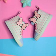 First Step Pembe Puantiye Desenli Kurdele Detaylı Cırt Cırtlı Lastikli Açık Mavi Kız Çocuk Günlük Sneaker Spor AYAKKABI-S-1005