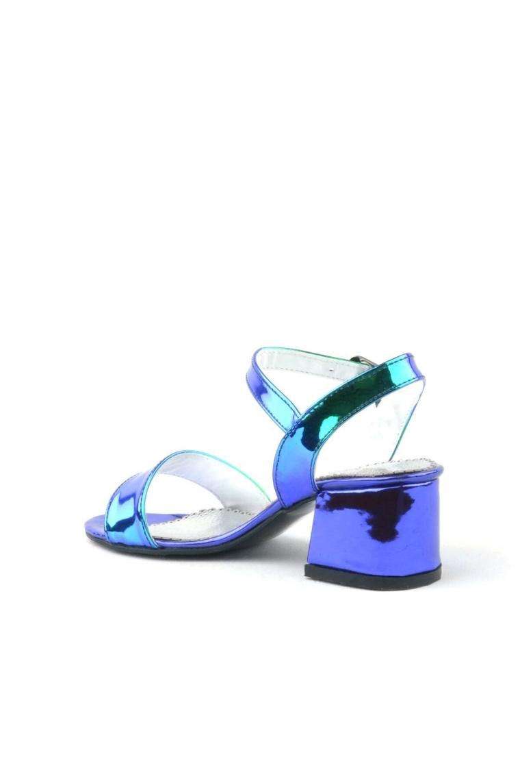 Hapshoe Kids Hologram Mor Yeşil Kalın Topuklu Kız Çocuk Abiye Ayakkabı
