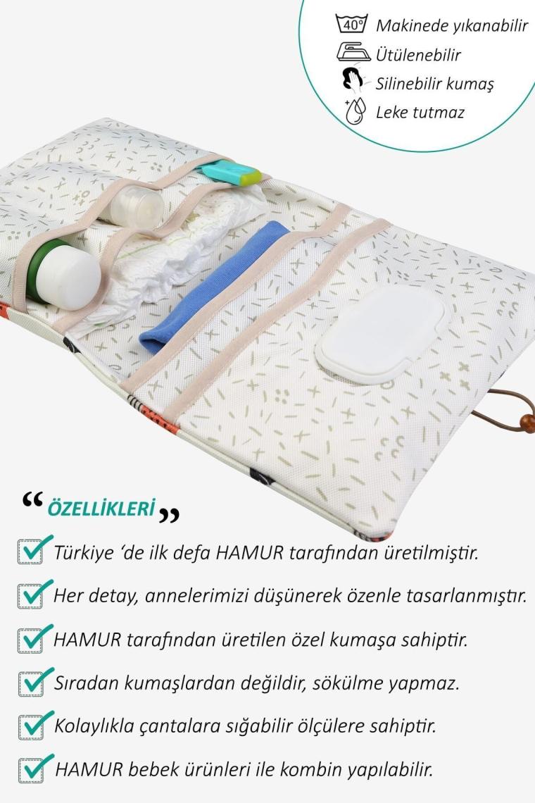 Melfxxl Baby Kullanımı Kolay Desenli Alt Bakım Çantası (Pembe) ( Lisinya )