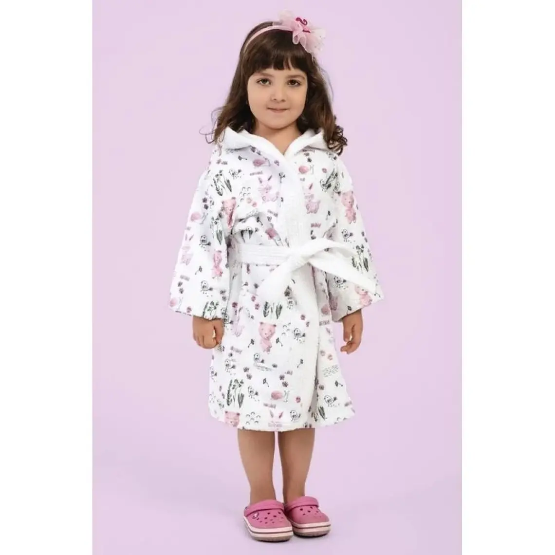 Vevien Home Happy Animals Dijital Baskılı Çocuk Bornozu 9-10 Yaş