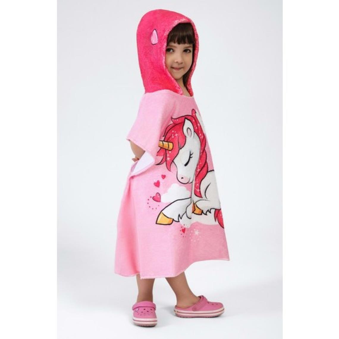 Vevien Home Unicorn Desen Çocuk Panço Plaj Havlusu 5-6 Yaş