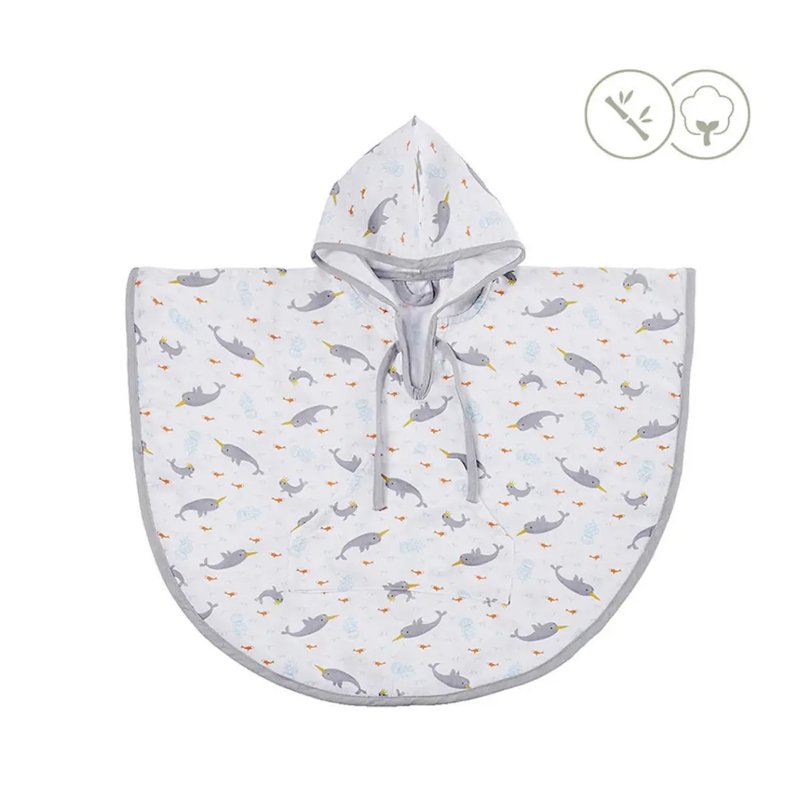 Tinylamb Unicorn Fish Bambu - Pamuk Kapşonlu Müslin Panço