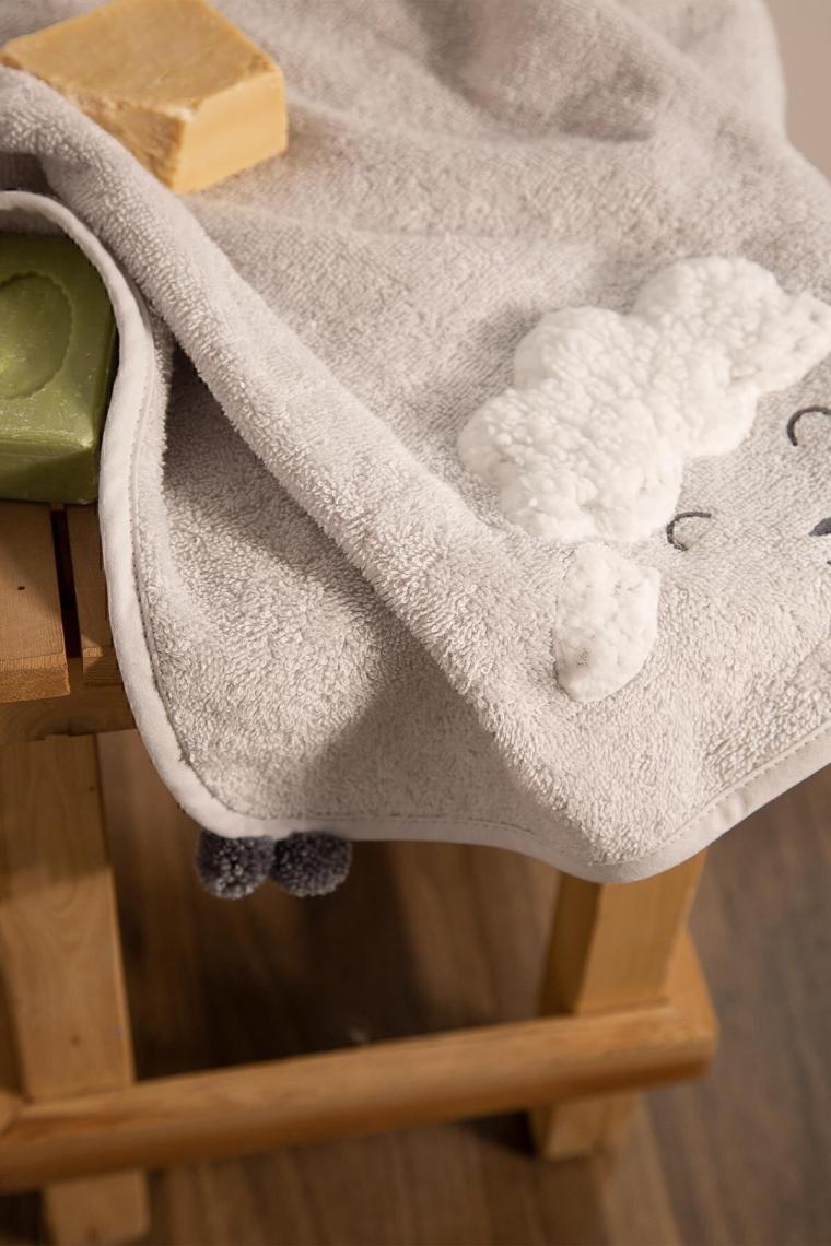 Wooly Bebek Havlusu Açık Gri 50x75
