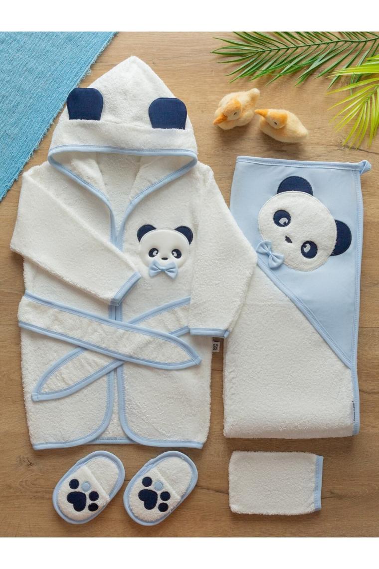 Sare Baby Sarebaby Sevimli Panda Erkek Bebek Bornoz Takımı Yeni Sezon