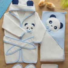 Sare Baby Sarebaby Sevimli Panda Erkek Bebek Bornoz Takımı Yeni Sezon