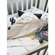 Tanem Home %100 Pamuk Bej Kuzu Desen Nakışlı Bebek Havlu Kundak 75X75CM