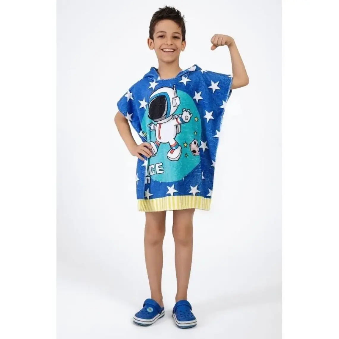 Vevien Home Astronot Desen Çocuk Panço Plaj Havlusu 3-4 Yaş
