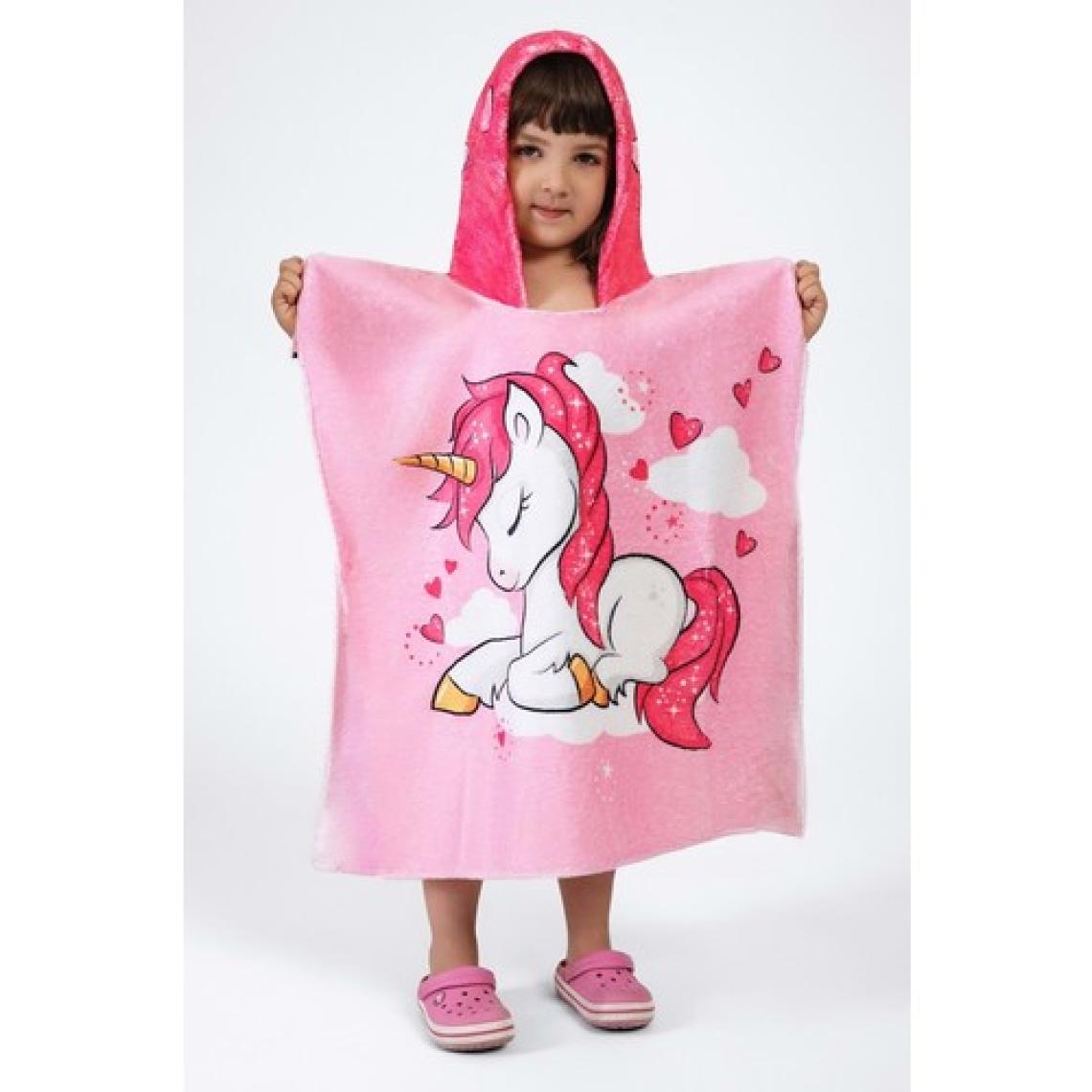 Vevien Home Unicorn Desen Çocuk Panço Plaj Havlusu 7-8 Yaş