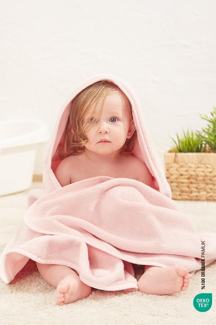 İrya Bebe Marin Büyük Bebek Havlusu Pembe 80x135