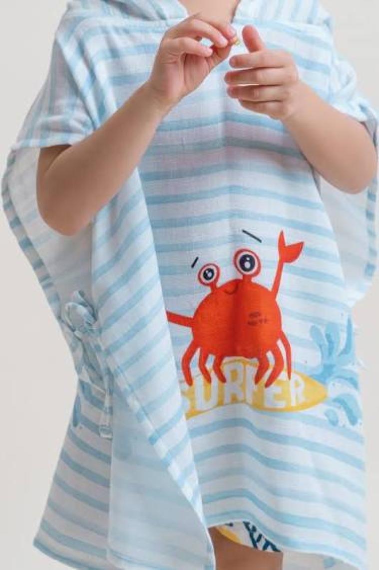Casadora Baby Surfer Crab %100 Pamuk Bebek / Çocuk Müslin Panço