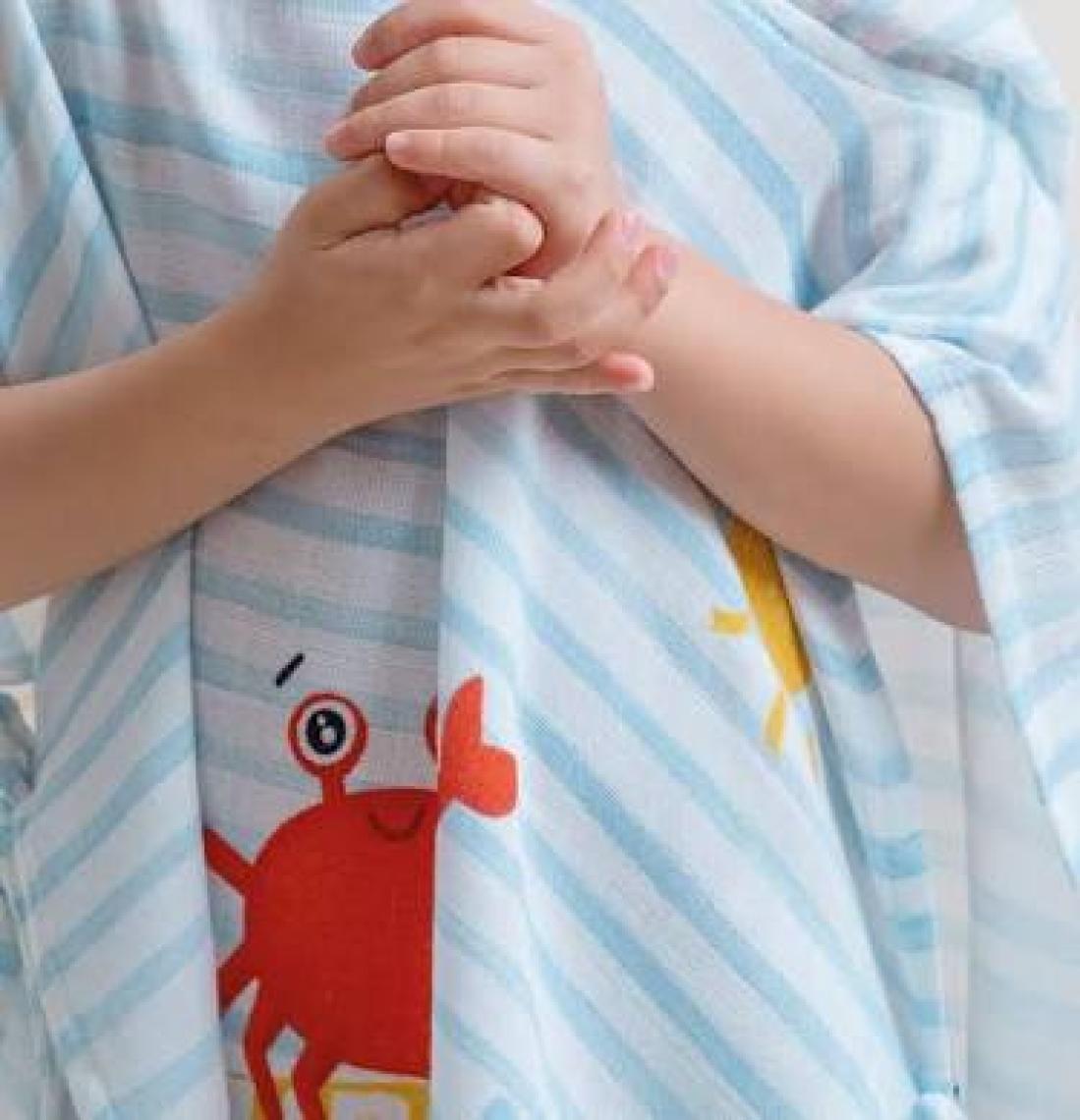 Casadora Baby Surfer Crab %100 Pamuk Bebek / Çocuk Müslin Panço