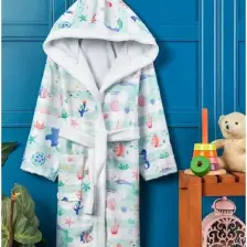 Vevien Home Underwater Dijital Baskılı Çocuk Bornozu 9-10 Yaş