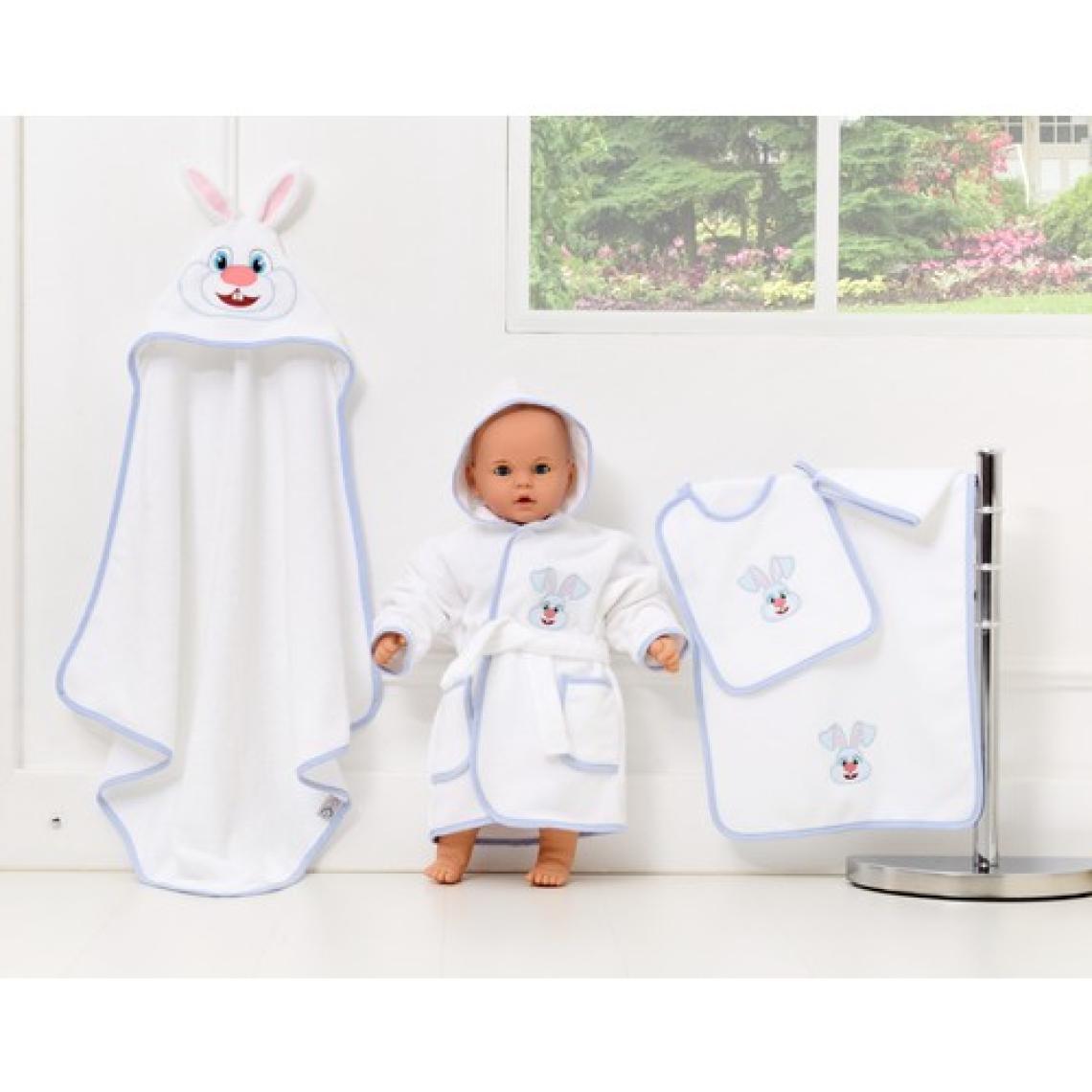 Airycot Bebek Bornoz Seti Mavi Tavşan (5 Parça Bebek Seti)