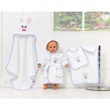 Airycot Bebek Bornoz Seti Mavi Tavşan (5 Parça Bebek Seti)