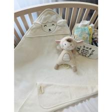 Tanem Home Pamuk Kuzu Desen Nakışlı Bebek Havlu Kundak 75 x 75CM