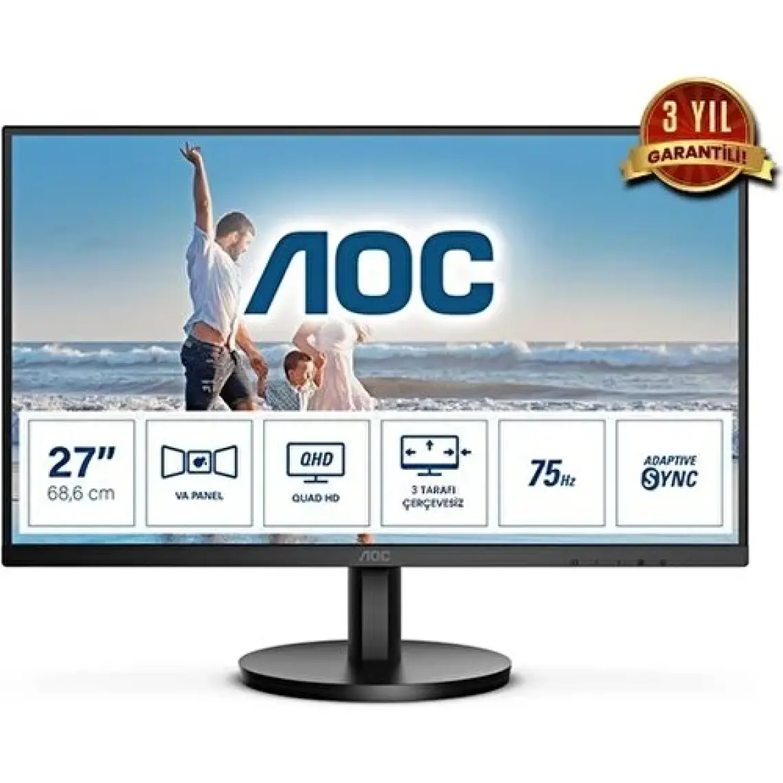 Aoc 27" Q27B3MA 75Hz 4ms Qhd HDMI Dp Va Flat Antiglare Freesync Monitör