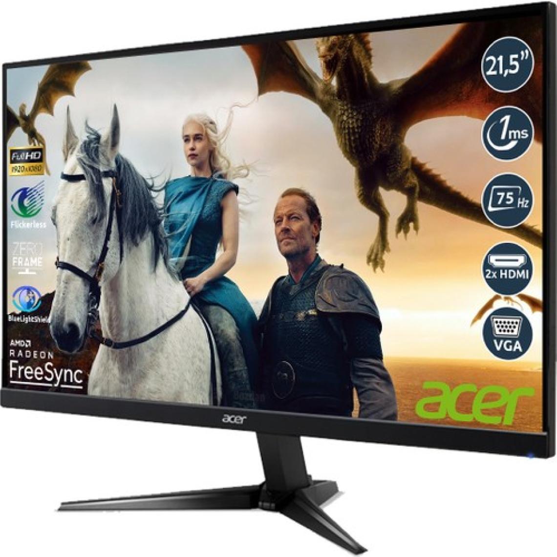 Acer QG221Q 21,5"  75Hz 1ms (Hdmı+Vga) Freesync Full HD LED Monitör UM.WQ1EE.001