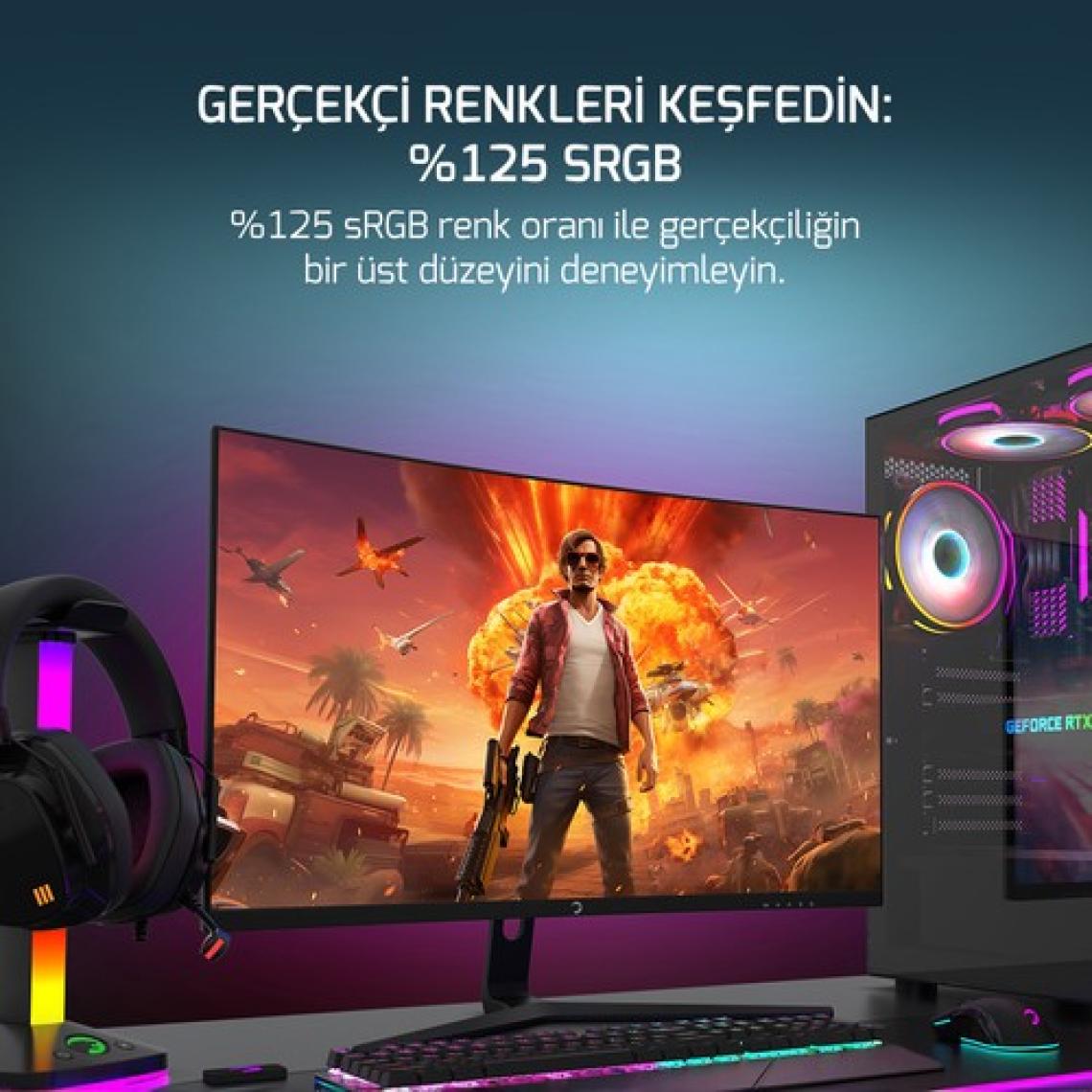 Gamepower 27'' Vivid F20 Curved Rgb 100Hz 1ms  2X2W Speaker Gaming Monitör (Va Panel)