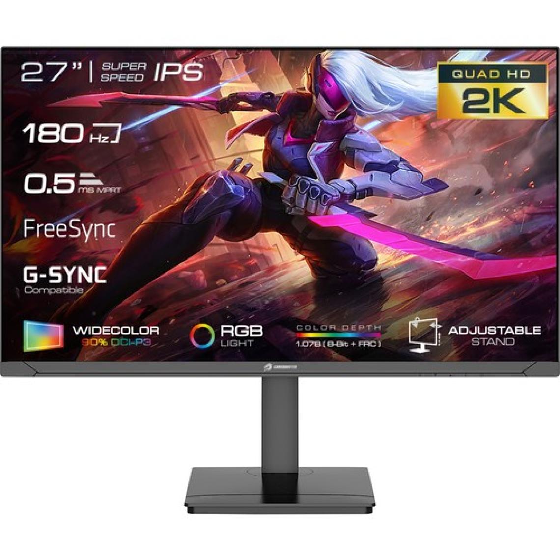 GameBooster GB-2719FQHD 27" 180Hz 0.5ms SS IPS QHD 1.07B Color Depth HDMI*2+DP*2 Flat Gaming Monitör