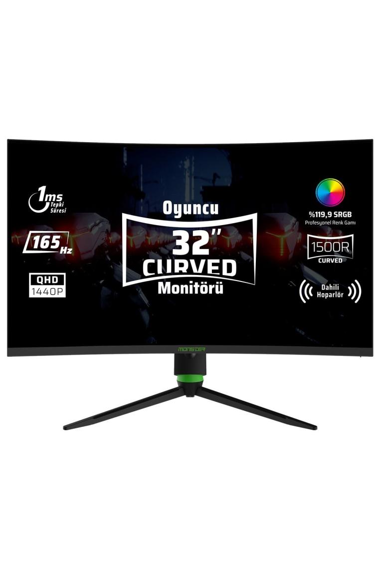 Monster Aryond A32 V1.2 31.5" 1 ms QHD G-Sync FreeSync Curved Oyuncu Monitörü