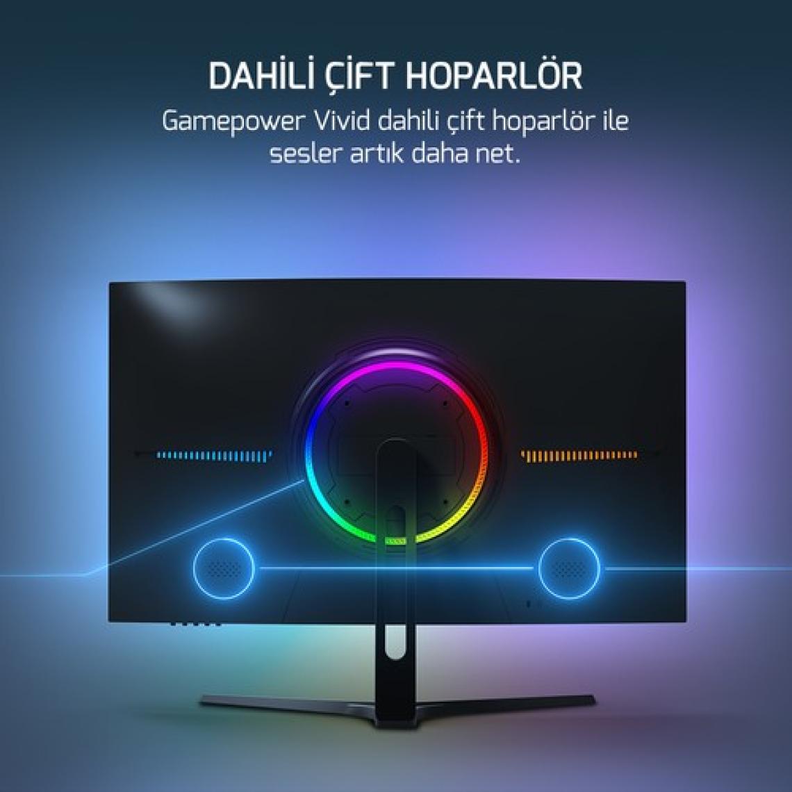 GamePower Vivid T50 27'' Curved RGB 180Hz 0.5ms FHD 1500R Curved 2x2W Speaker VA Gaming Monitör (Sıfır Ölü Piksel Garantili)