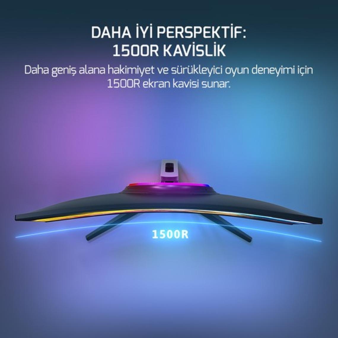 GamePower Vivid T50 27'' Curved RGB 180Hz 0.5ms FHD 1500R Curved 2x2W Speaker VA Gaming Monitör (Sıfır Ölü Piksel Garantili)