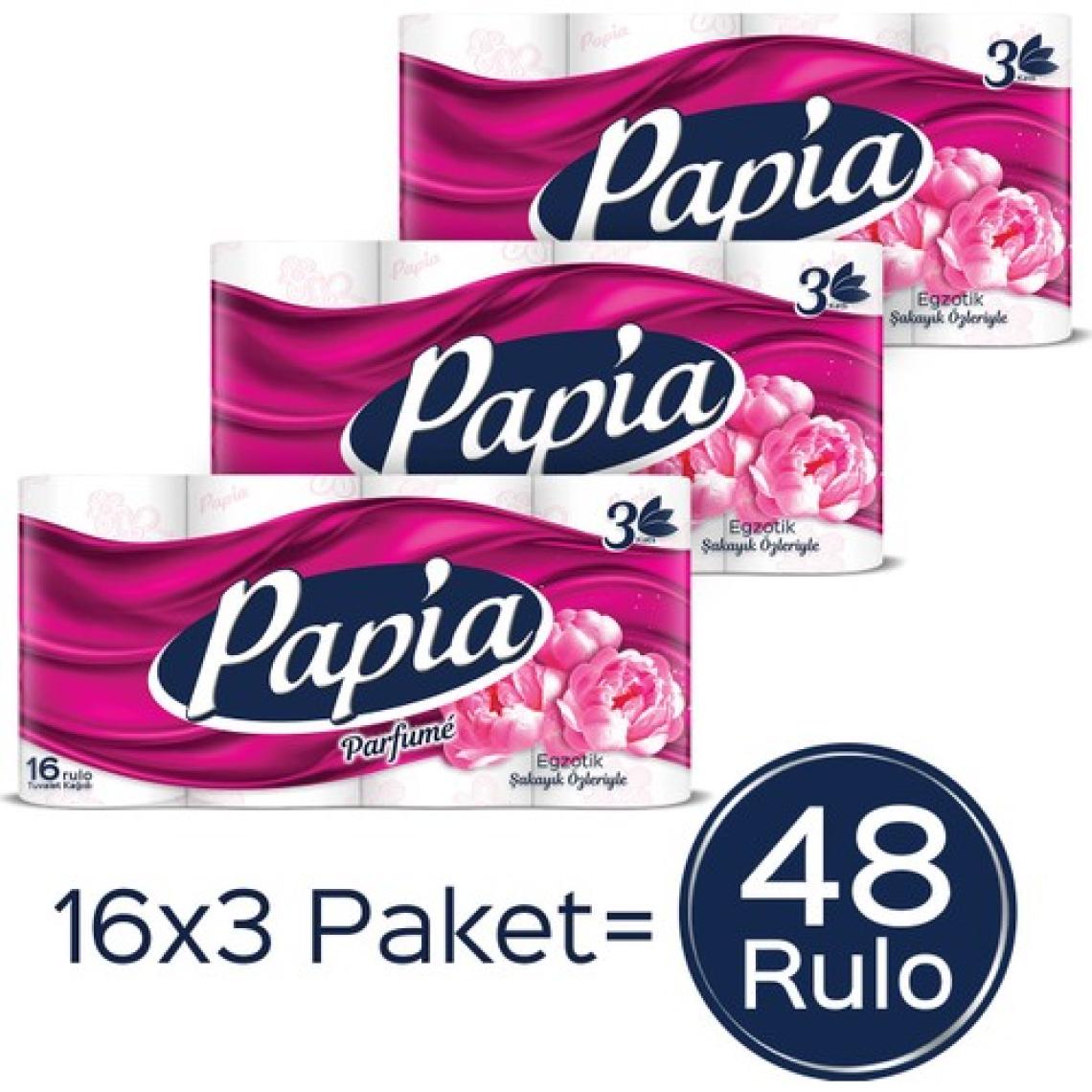 Papia Parfümlü Egzotik Tuvalet Kağıdı 48 Rulo (16 Rulo x 3 Paket)