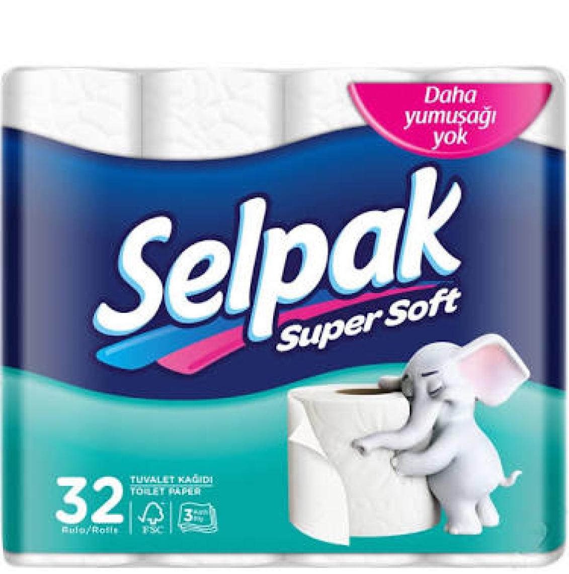 Selpak 32 Rulo 3 Katlı Beyaz Yumuşak Tuvalet Kağıdı - Jumbo Boy