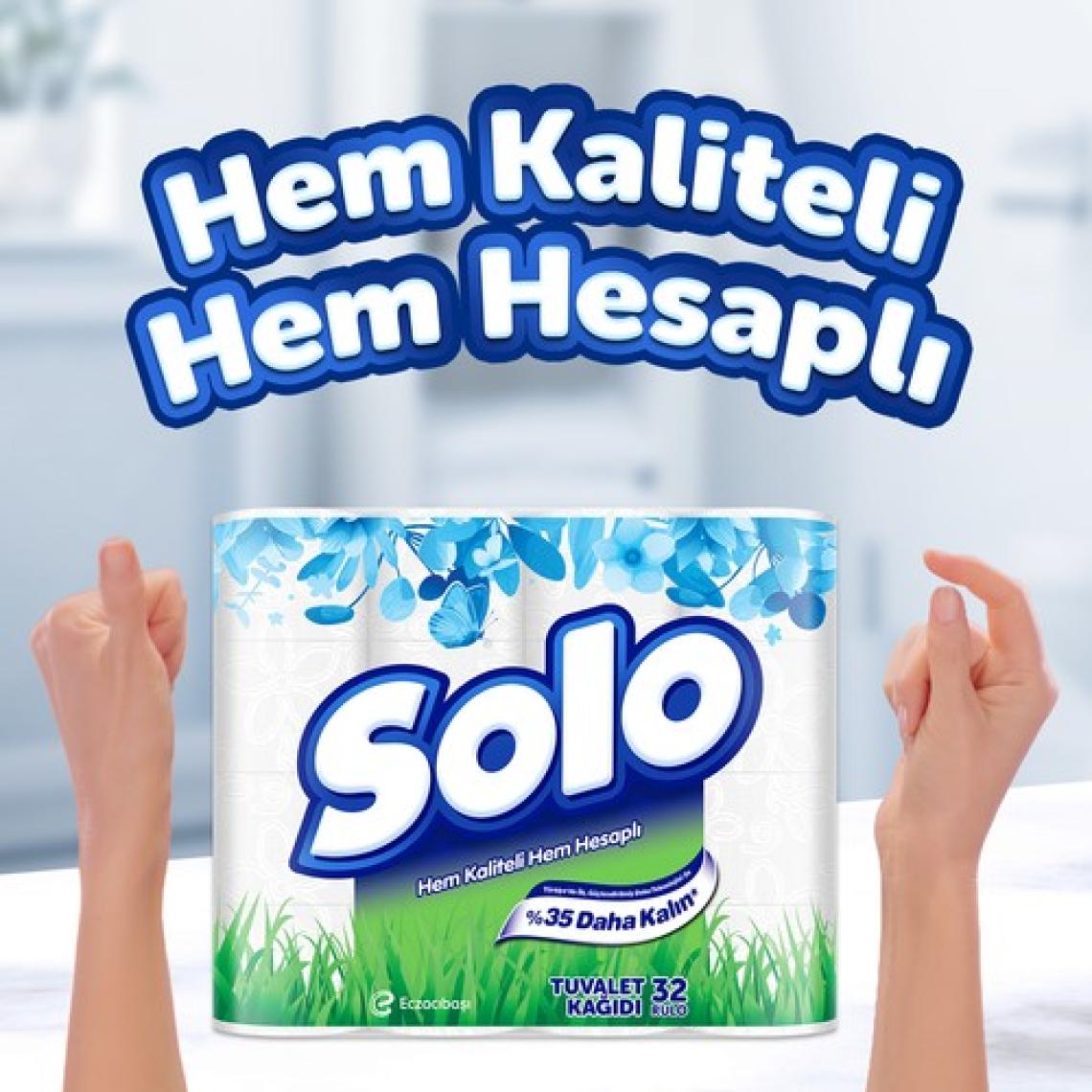 Solo 96 Rulo 2 Katlı Ultra Yumuşak ve Süper Dayanıklı Tuvalet Kağıdı