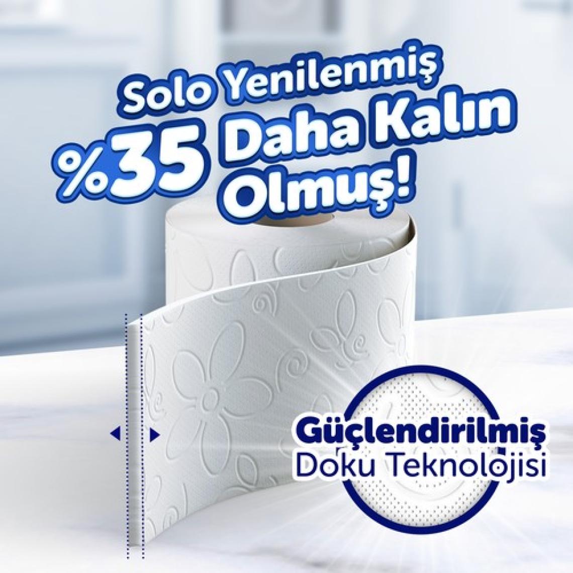 Solo 96 Rulo 2 Katlı Ultra Yumuşak ve Süper Dayanıklı Tuvalet Kağıdı