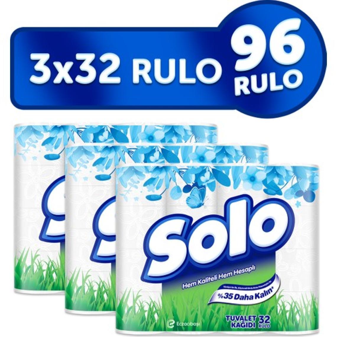 Solo 96 Rulo 2 Katlı Ultra Yumuşak ve Süper Dayanıklı Tuvalet Kağıdı