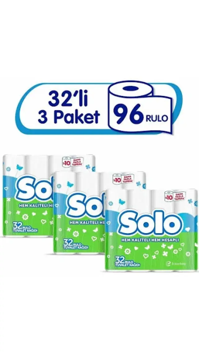 Solo Tuvalet Kağıdı 96 Rulo (32x3 Rulo)