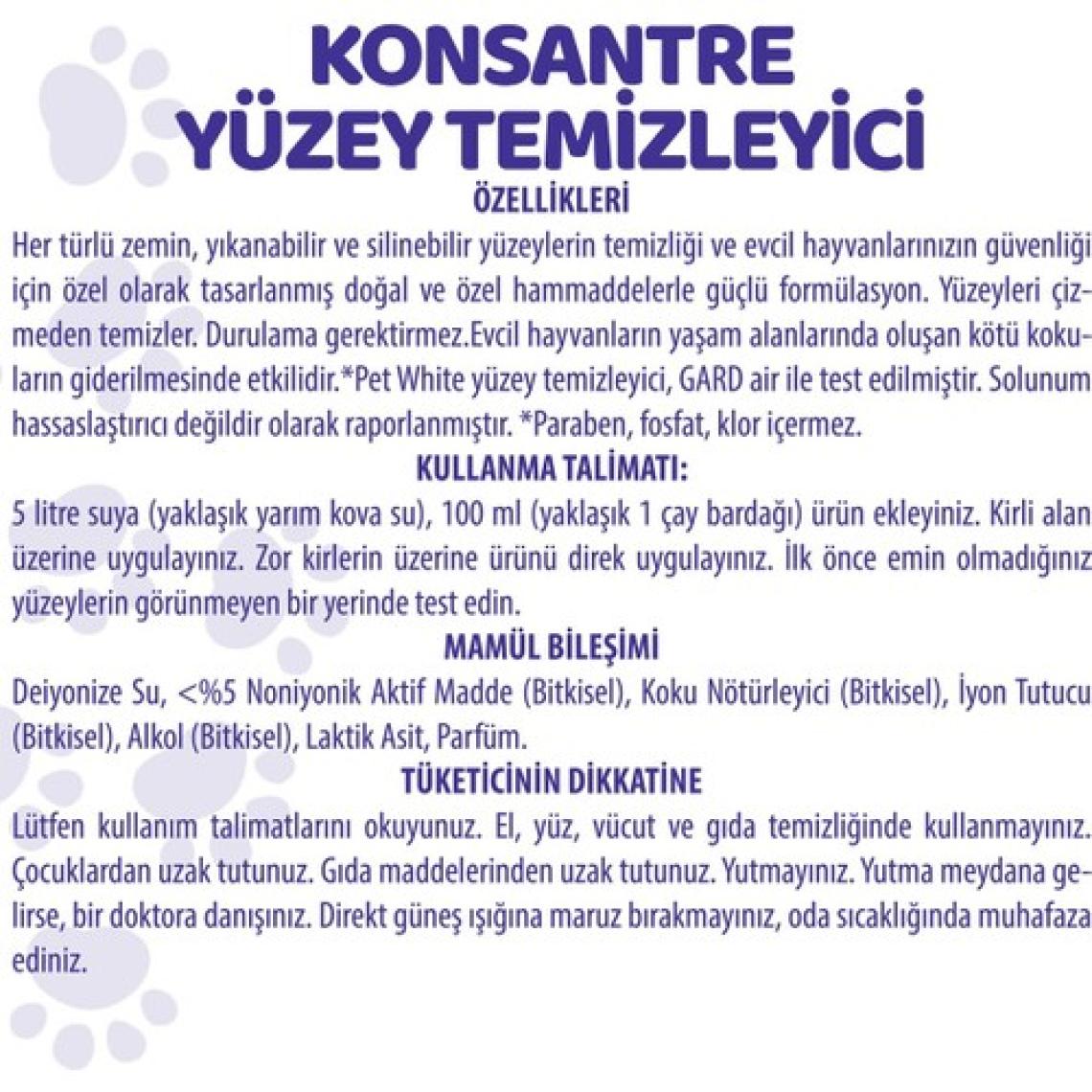 Pet White Evcil Hayvan Yüzey Temizleyici 1000 ml