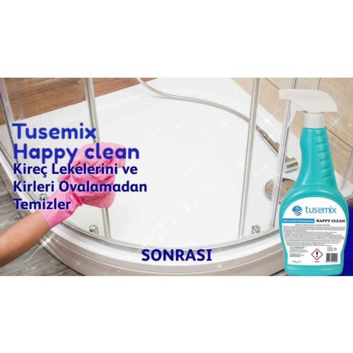 Tusemix Happy Clean Banyo Fayans Kireç Çözücü ve Duşakabin Ağır Kir Temizleyici Sprey 750 ml