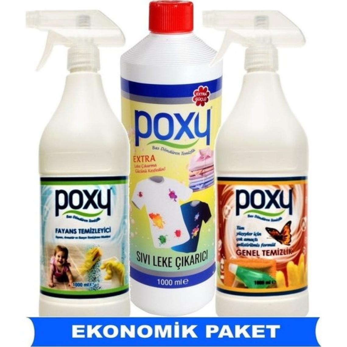 Poxy Genel Temizlik, Sıvı Leke Çıkarıcı, Fayans Temizleyici Set