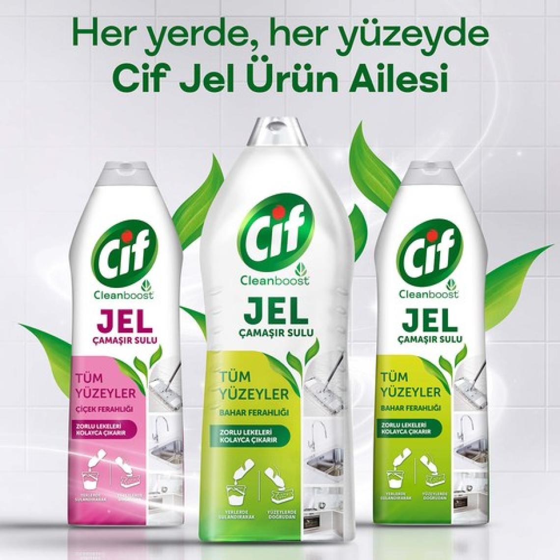 Cif Jel Yüzey Temizleyici Tüm Yüzeyler İçin Çamaşır Suyu Katkılı Bahar Ferahlığı 750 ML