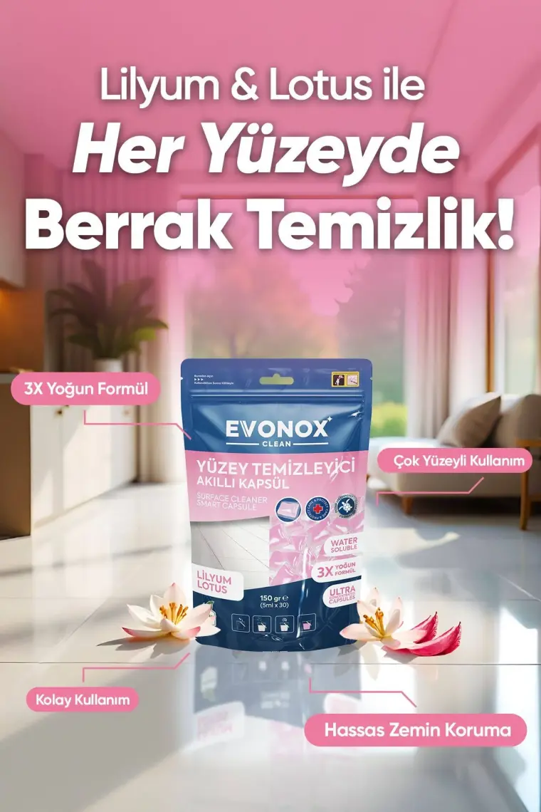 Evonox Clean Yüzey Temizleyici Akıllı Kapsül Lilyum&lotus Kokulu