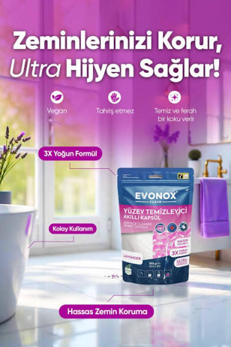 Evonox Clean Yüzey Temizleyici Akıllı Kapsül Lavanta Kokulu