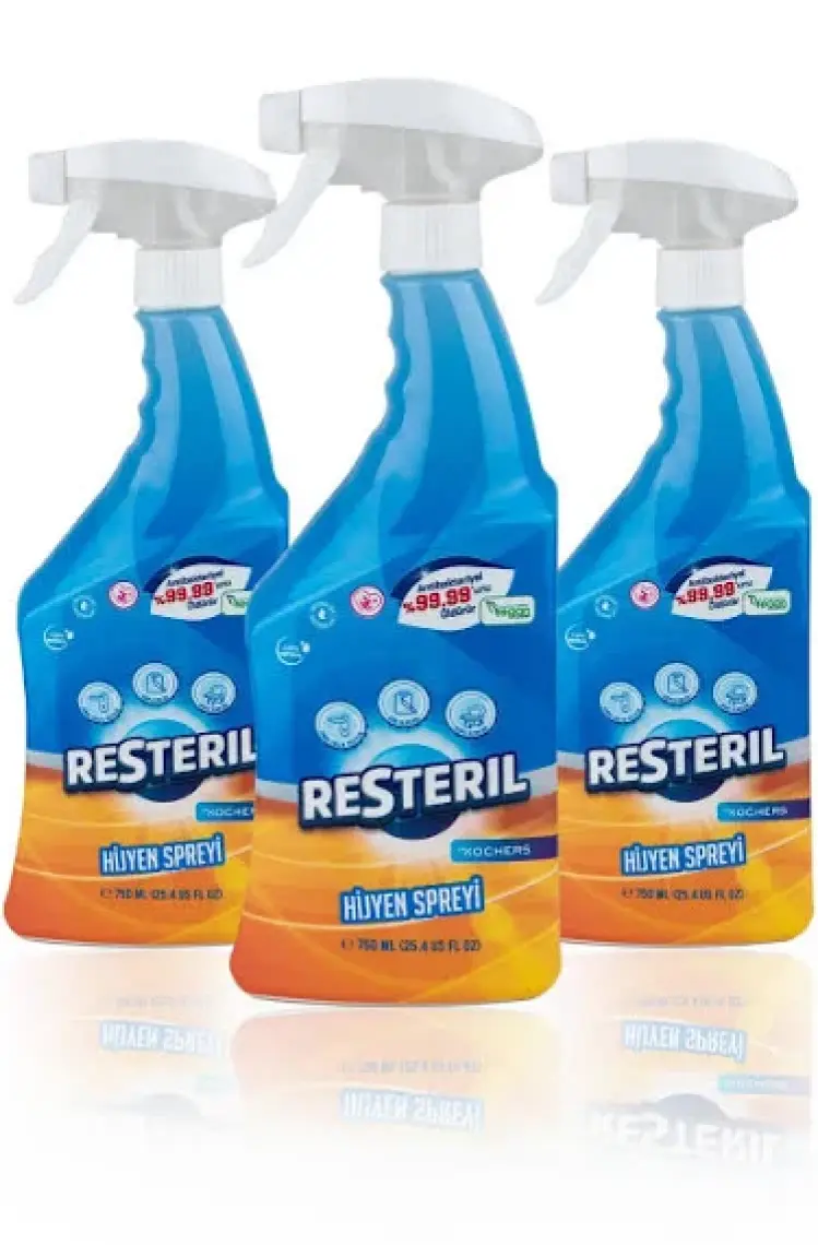 Resteril Hijyen Spreyi 3x750ml Buzdolabı Temizleyici Banyo Küf Giderici Klozet Kapağı Dezenfektan