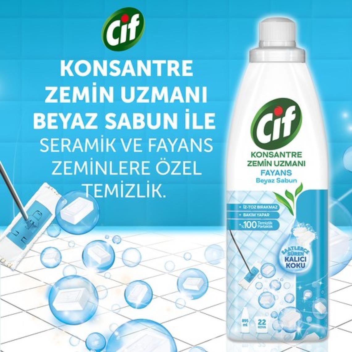 Cif Konsantre Fayans Beyaz Sabun 895 ml Zemin Uzmanı