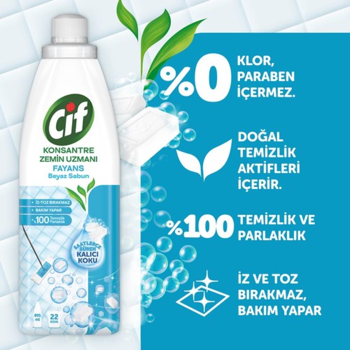 Cif Konsantre Fayans Beyaz Sabun 895 ml Zemin Uzmanı