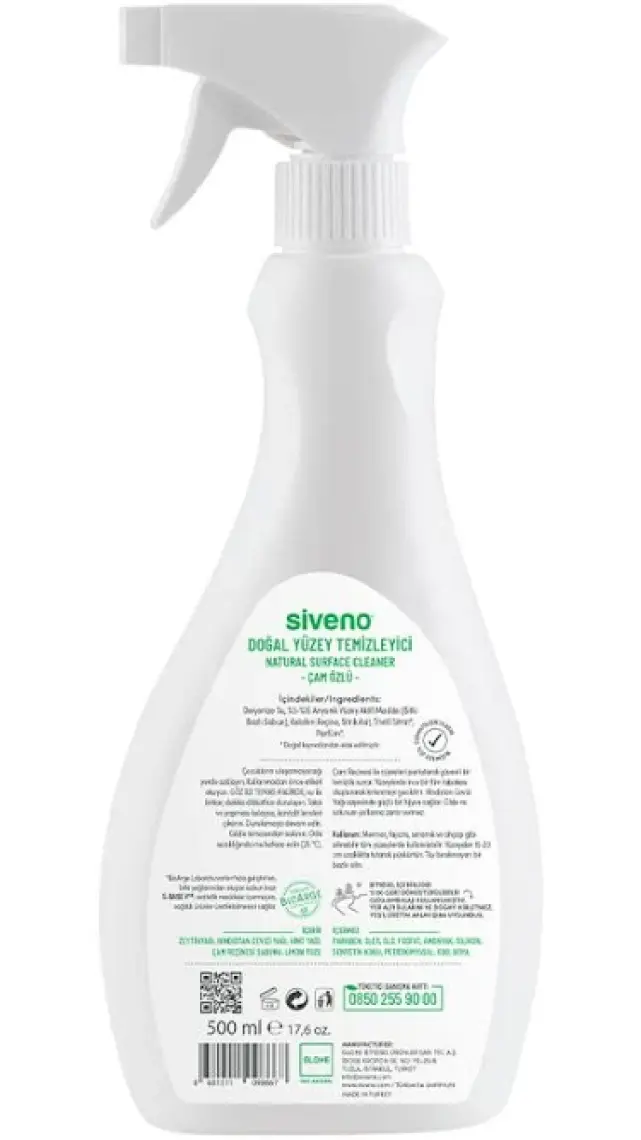Siveno %100 Doğal Yüzey Temizleyici Bitkisel Leke Çıkarıcı Arındırıcı Mermer Fayans Ahşap Yüzeyler 500 ml
